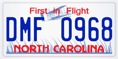 NC license plate DMF0968