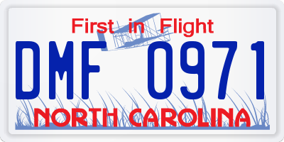 NC license plate DMF0971