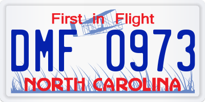 NC license plate DMF0973
