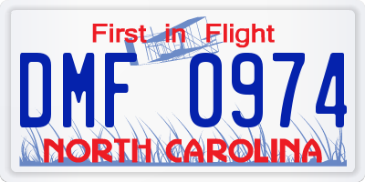 NC license plate DMF0974