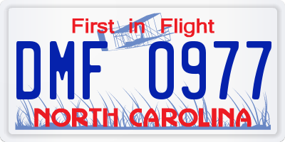 NC license plate DMF0977