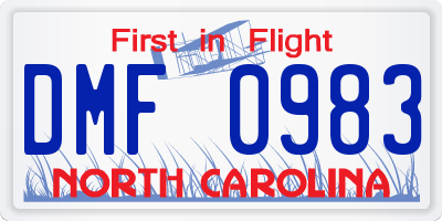 NC license plate DMF0983