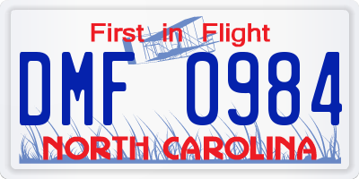 NC license plate DMF0984