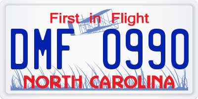 NC license plate DMF0990