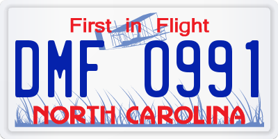 NC license plate DMF0991