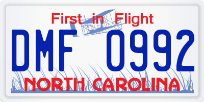 NC license plate DMF0992