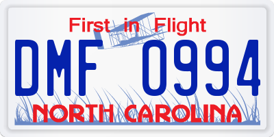 NC license plate DMF0994