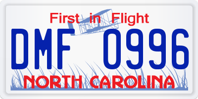 NC license plate DMF0996