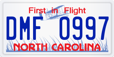 NC license plate DMF0997