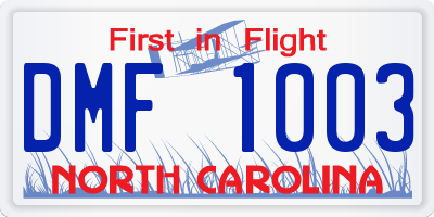 NC license plate DMF1003