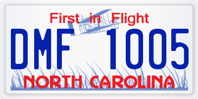 NC license plate DMF1005