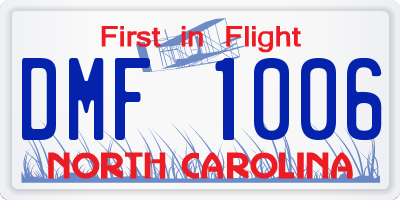 NC license plate DMF1006