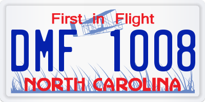NC license plate DMF1008