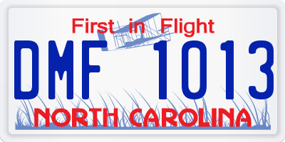 NC license plate DMF1013