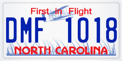 NC license plate DMF1018
