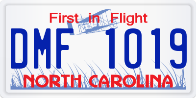 NC license plate DMF1019