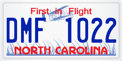 NC license plate DMF1022