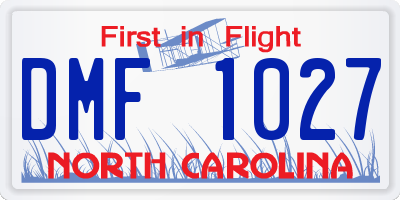 NC license plate DMF1027