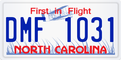 NC license plate DMF1031