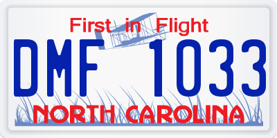 NC license plate DMF1033