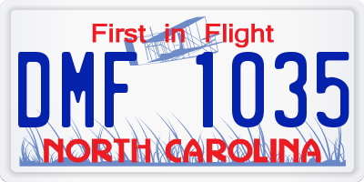 NC license plate DMF1035