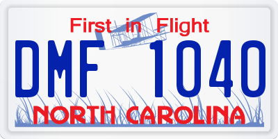 NC license plate DMF1040