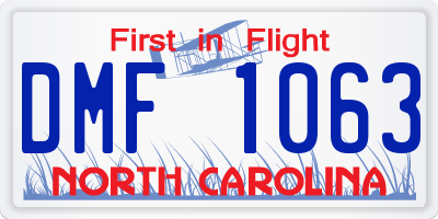 NC license plate DMF1063