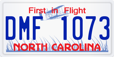 NC license plate DMF1073
