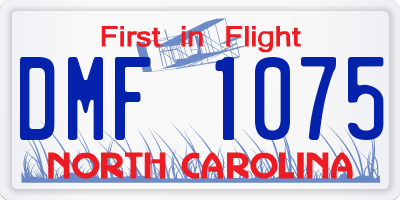NC license plate DMF1075
