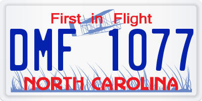 NC license plate DMF1077