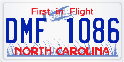 NC license plate DMF1086