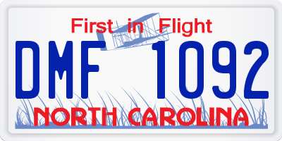 NC license plate DMF1092