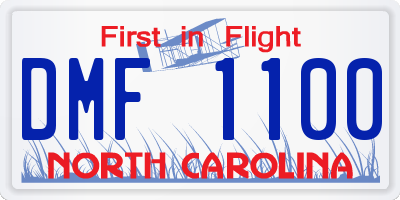 NC license plate DMF1100
