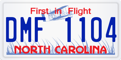 NC license plate DMF1104