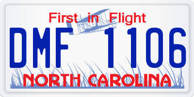 NC license plate DMF1106