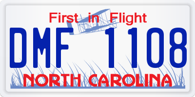 NC license plate DMF1108