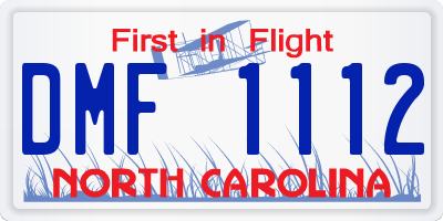 NC license plate DMF1112