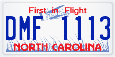 NC license plate DMF1113