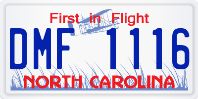 NC license plate DMF1116