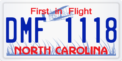 NC license plate DMF1118