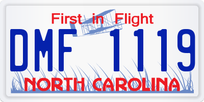 NC license plate DMF1119