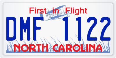 NC license plate DMF1122
