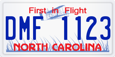 NC license plate DMF1123