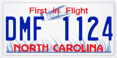 NC license plate DMF1124