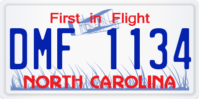 NC license plate DMF1134
