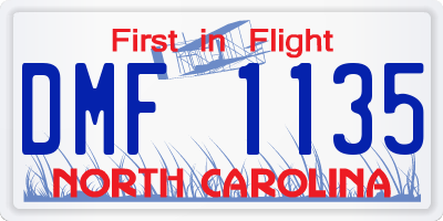 NC license plate DMF1135