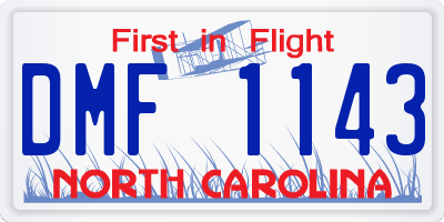 NC license plate DMF1143