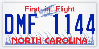 NC license plate DMF1144