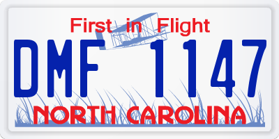 NC license plate DMF1147
