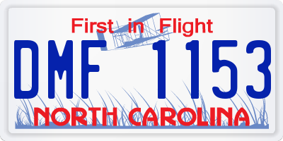 NC license plate DMF1153